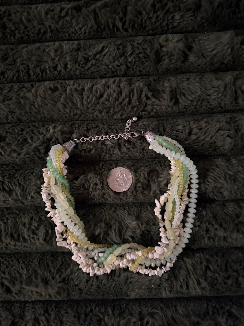 Chico's Multi-Strand Beaded Necklace - White & Mint